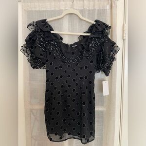 For Love and Lemons black polka dot mini dress